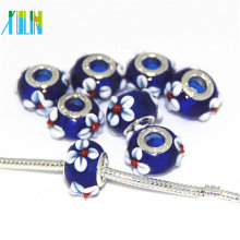 DIY italy lampwork european beads with silver color core 9*14mm, hole 4.5mm